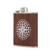 Chrome Nautical Star op natte mahogany Print Heupfles (Links)