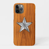 Chrome Nautical Star op Teak Veneer Print Case-Mate iPhone Case (Achterkant)
