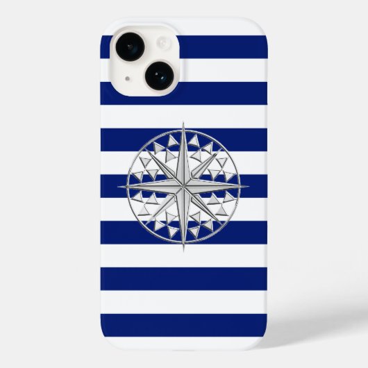 Chrome Nautical Star Print op marinestapels Case-Mate iPhone Case (Achterkant)
