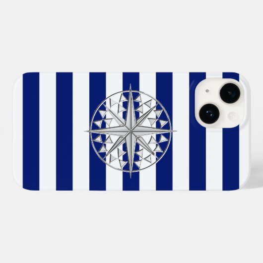 Chrome Nautical Star Print op marinestapels Case-Mate iPhone Case (Achterkant (horizontaal))