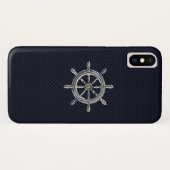 Chrome Nautical Wheel op koolstofvezel afdrukken Case-Mate iPhone Case (Achterkant (horizontaal))