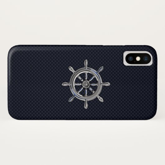 Chrome Nautical Wheel op koolstofvezel afdrukken Case-Mate iPhone Case (Achterkant (horizontaal))