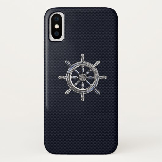 Chrome Nautical Wheel op koolstofvezel afdrukken Case-Mate iPhone Case (Achterkant)
