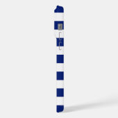 Chrome Nautical Wheel op Navy Stripes iPhone Hoesje (Linkerkant)