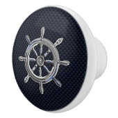 Chrome Nautisch Wiel op Marine Carbon Fiber Print Keramische Knop (Rechts)