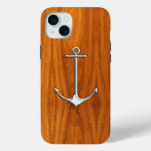 Chrome nautische anker op teakhout Case-Mate iPhone case (Achterkant)