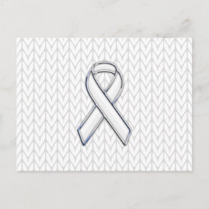 Chrome on White Chevrons Ribbon Awareness Print Briefkaart