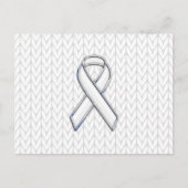 Chrome on White Chevrons Ribbon Awareness Print Briefkaart (Voorkant)