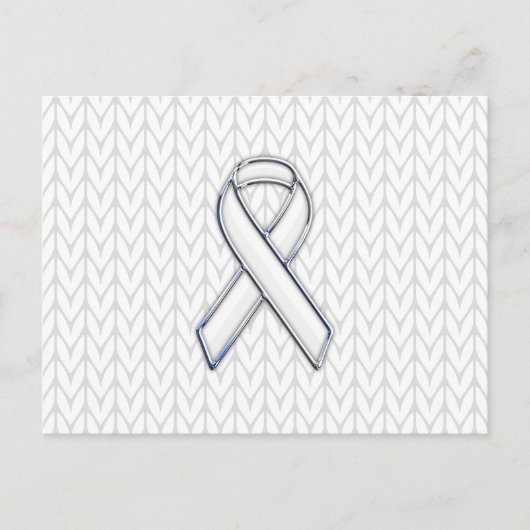 Chrome on White Chevrons Ribbon Awareness Print Briefkaart (Voorkant)