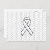Chrome on White Chevrons Ribbon Awareness Print Briefkaart (Voorkant / Achterkant)