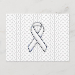 Chrome on White Chevrons Ribbon Awareness Print Briefkaart
