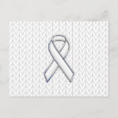Chrome on White Chevrons Ribbon Awareness Print Briefkaart (Voorkant)