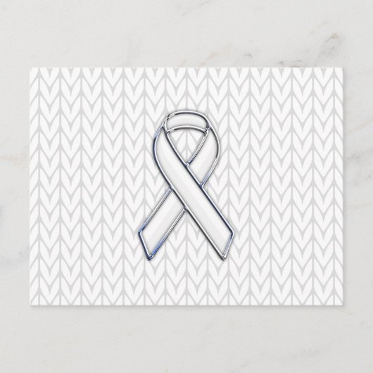 Chrome on White Chevrons Ribbon Awareness Print Briefkaart (Voorkant)