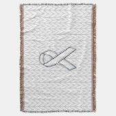 Chrome on White Chevrons Ribbon Awareness Print Deken (Voorkant Verticaal)