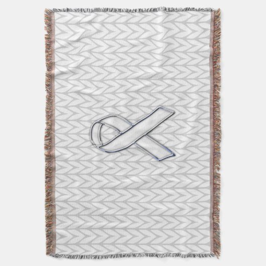 Chrome on White Chevrons Ribbon Awareness Print Deken (Voorkant Verticaal)