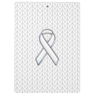 Chrome on White Chevrons Ribbon Awareness Print Klembord