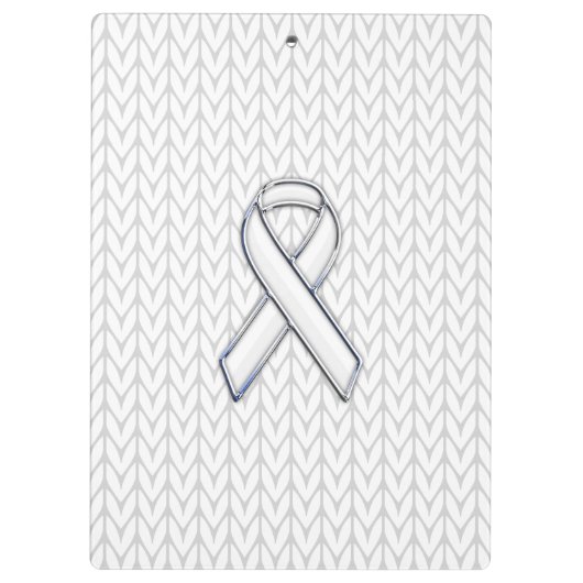 Chrome on White Chevrons Ribbon Awareness Print Klembord (Achterkant)