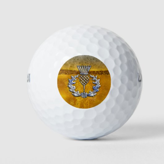 Chrome op Bierprint Schotse Distel Golfballen (Voorkant)