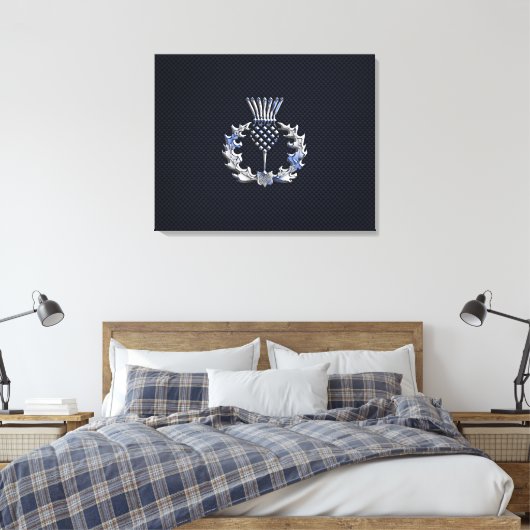 Chrome op koolstofvezel - Schots Thistle afdrukken (Insitu (Slaapkamer))