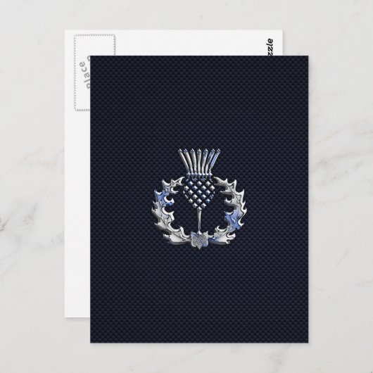 Chrome op koolstofvezel - Schots Thistle afdrukken Briefkaart (Voorkant / Achterkant)