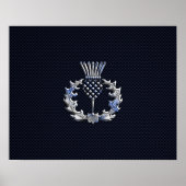 Chrome op koolstofvezel - Schots Thistle afdrukken Poster (Voorkant)