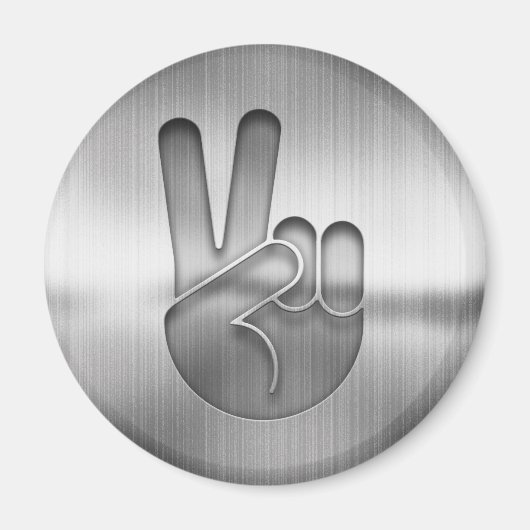 Chrome Peace Hand Magneet (Voorkant)