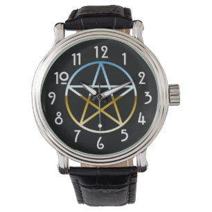 Chrome pentacle op zwart horloge