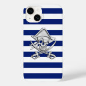 Chrome Pirate Crossbones Afdrukken op marinestapel Case-Mate iPhone Case (Achterkant)