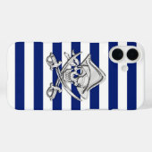 Chrome Pirate Crossbones op Navy Stripes Case-Mate iPhone Case (Achterkant (horizontaal))