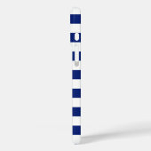 Chrome Pirate Crossbones op Navy Stripes Case-Mate iPhone Case (Achterkant / Links)