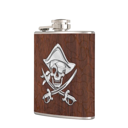 Chrome Pirate on Natte Mahogany Print Heupfles (Links)