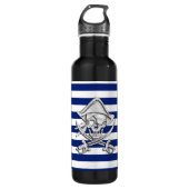 Chrome Pirate on Nautical Stripes Waterfles (Voorkant)