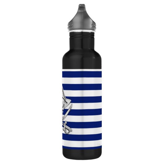 Chrome Pirate on Nautical Stripes Waterfles (Rechts)