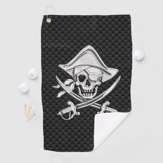 Chrome Pirate op Carbon Fiber Print Decor Golfhanddoek (Insitu)