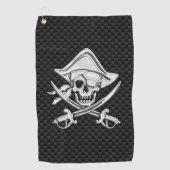 Chrome Pirate op Carbon Fiber Print Decor Golfhanddoek (Voorkant)