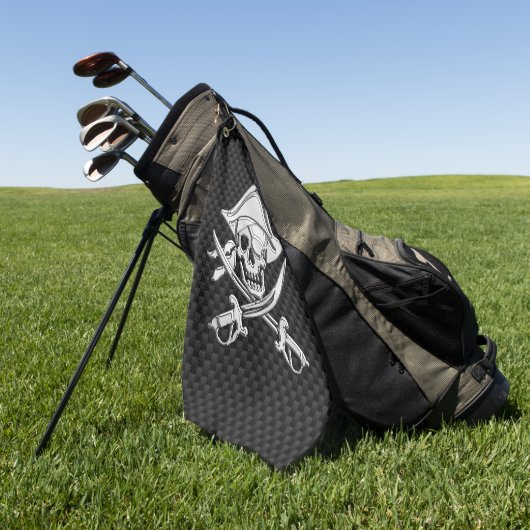 Chrome Pirate op Carbon Fiber Print Decor Golfhanddoek (Groen)