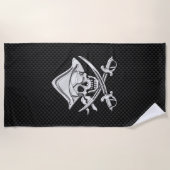 Chrome Pirate op Carbon Fiber Print Decor Strandlaken (Voorkant)
