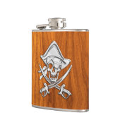 Chrome Pirate op Teak Print Heupfles (Links)