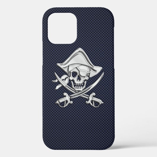 Chrome Pirate over de afdruk van koolstofvezel Case-Mate iPhone Case (Achterkant)