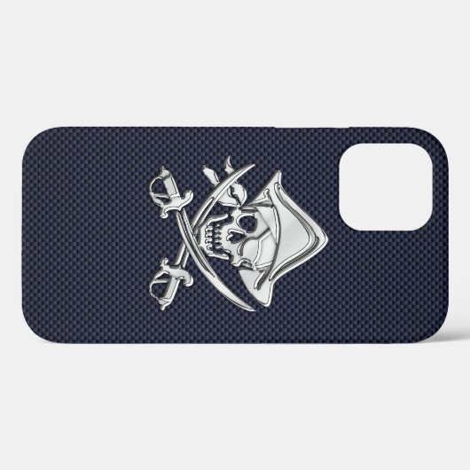 Chrome Pirate over de afdruk van koolstofvezel Case-Mate iPhone Case (Achterkant (horizontaal))