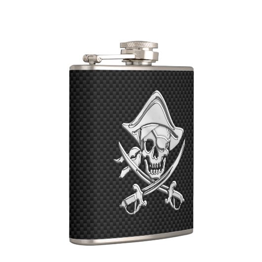 Chrome Pirate over de afdruk van koolstofvezel Heupfles (Rechts)