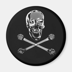 Chrome Pirate Skull en Crossbones Magneet
