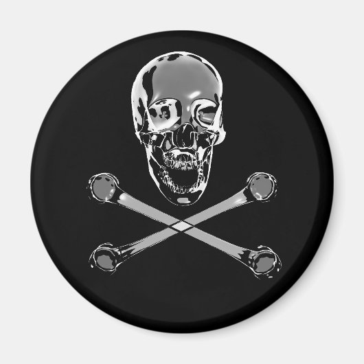 Chrome Pirate Skull en Crossbones Magneet (Voorkant)