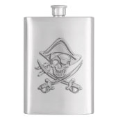 Chrome Pirate Skull Nautical Print Heupfles (Voorkant)