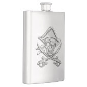 Chrome Pirate Skull Nautical Print Heupfles (Rechts)