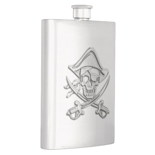 Chrome Pirate Skull Nautical Print Heupfles (Rechts)