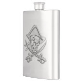 Chrome Pirate Skull Nautical Print Heupfles (Links)