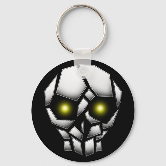 Chrome Plantschedel met gloeiende ogen Sleutelhanger (Voorkant)