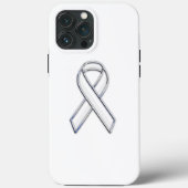 Chrome Print Belted White Ribbon Awareness Case-Mate iPhone Case (Achterkant)