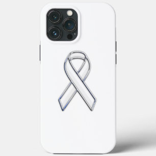 Chrome Print Belted White Ribbon Awareness Case-Mate iPhone Case